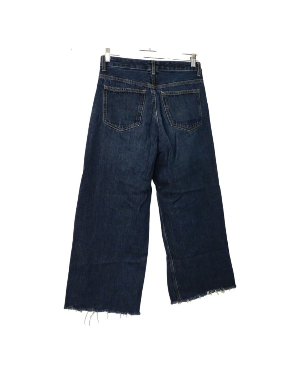 Zara Wide Leg Raw Hem Jeans Denim Blue Size 2 High Waist Boho Retro Streetwear - Picture 4 of 11